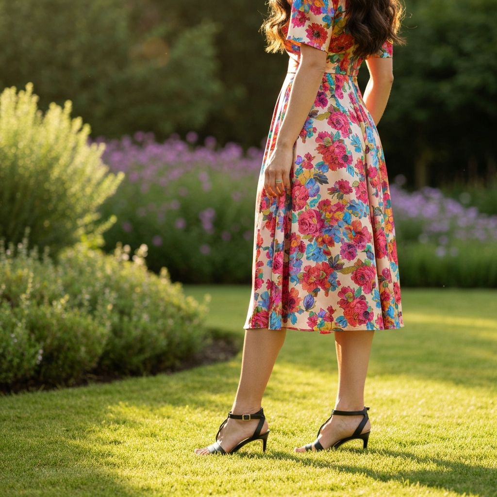 Dress with strappy heels